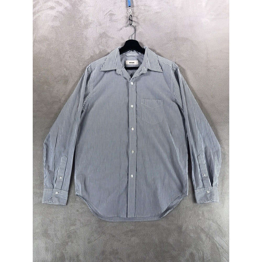 Buck Mason Button Down Shirt Mens Small Blue White Striped Cotton Casual